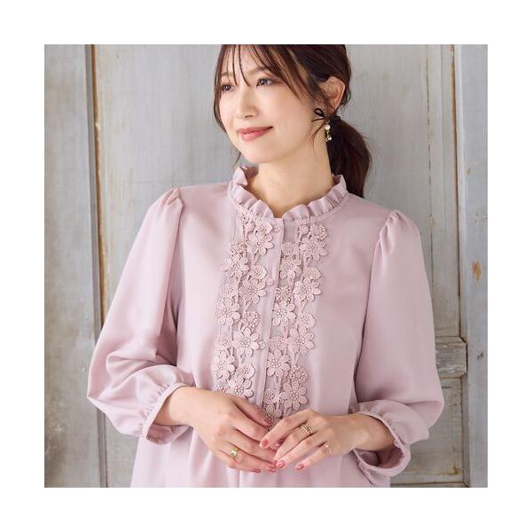 Rose Tiara / ローズティアラ 【手洗いOK】ケミカルレース切替ブラウス