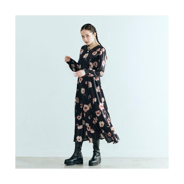 Rose Tiara / ローズティアラ ストライプベロアフラワープリントワンピース