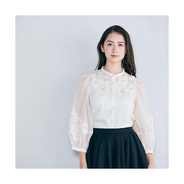 Rose Tiara / ローズティアラ フラワーモチーフ付きシアーブラウス