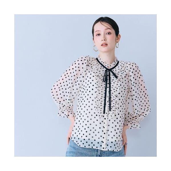 Rose Tiara / ローズティアラ シアープリーツフリルブラウス/ ドット
