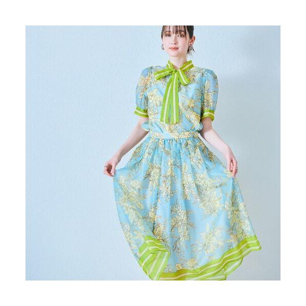 Rose Tiara / ローズティアラ フラワー×ボーダープリントスカート