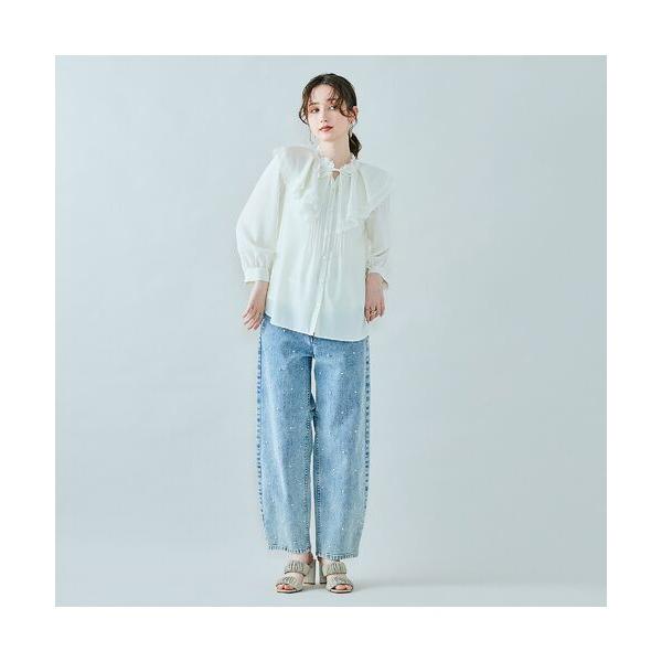 Rose Tiara / ローズティアラ パール付きカーブデニム