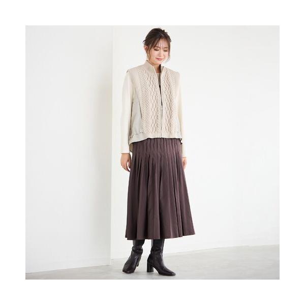 PISANO / ピサーノ ニット×タフタ・ドッキングハイネックジレ