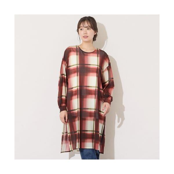 PISANO / ピサーノ 【手洗いOK】トーンオン・トーンチェックプリント・チュールチュニック