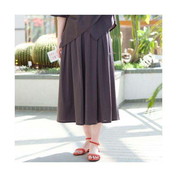 PISANO / ピサーノ 裏なしタックワイドキュロットパンツ