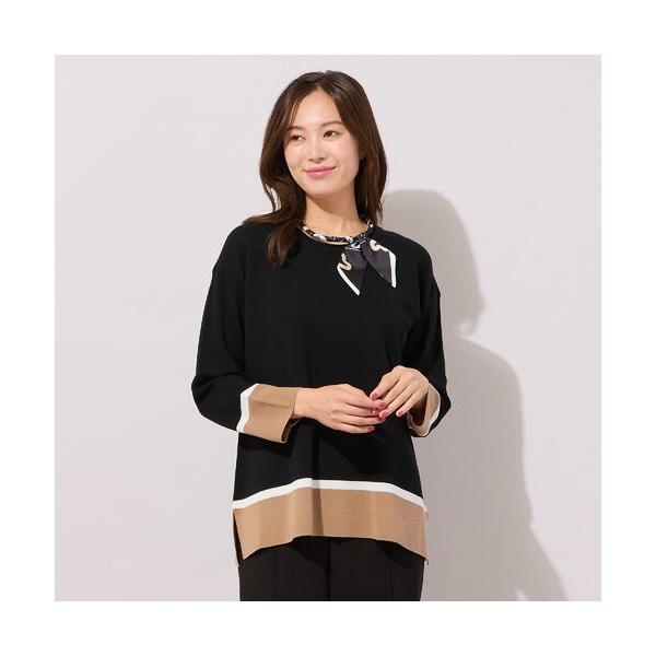 PISANO / ピサーノ 【手洗いOK】トリカラー・サイドスリットニットプルオーバー