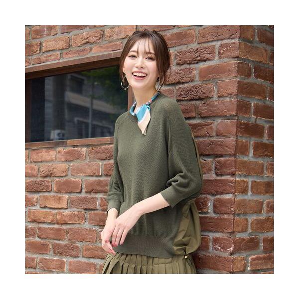 PISANO / ピサーノ 【セットアップ対応・手洗いOK】ニット×布帛ドッキングドルマンスリーブト...