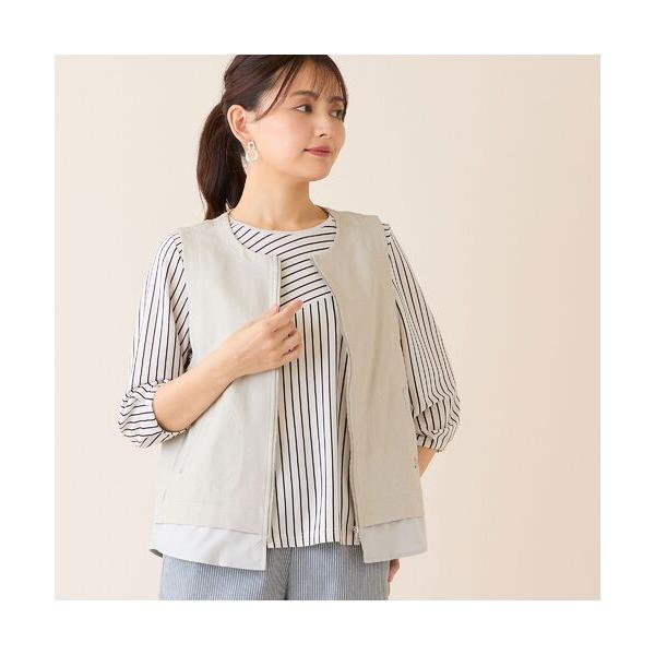 LOBJIE / ロブジェ 【洗える】デニムライクペプラムベスト