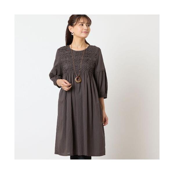 LOBJIE / ロブジェ 【洗える・綿100%】スモッキング刺繍チュニック