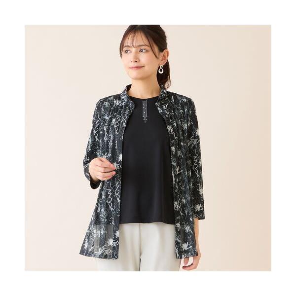 LOBJIE / ロブジェ 【洗える・アンサンブル可】花柄チュールシャツ