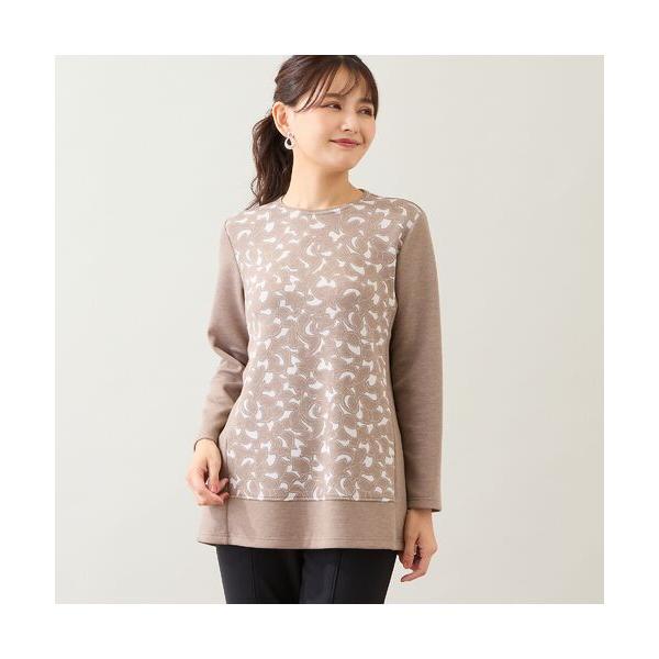 LOBJIE / ロブジェ 【洗える・アンサンブル可能・日本製】花柄オパール加工カットソー