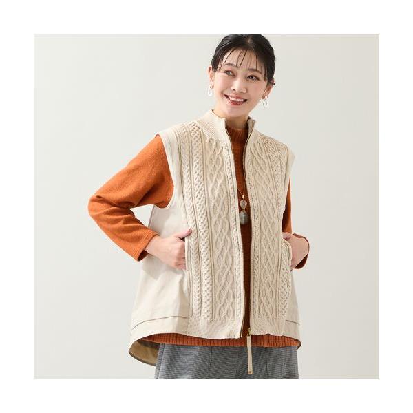 missel / ミゼール ケーブルニット×タフタベスト