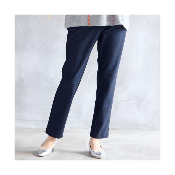 missel / ミゼール 【暖かパンツ・洗える・日本製・3L/4Lサイズ】デニム柄裏起毛パンツ