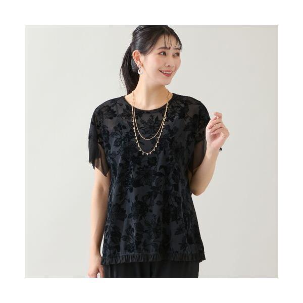 missel / ミゼール 【洗える・日本製・3L/4Lサイズあり】花柄チュールプルオーバー