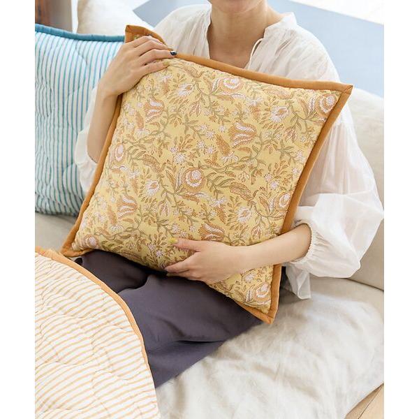 collex / コレックス ブロックプリント キルトクッションカバー 45×45