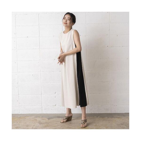 EUCLAID / エウクレイド リネン混バイカラーワンピース