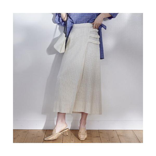 EUCLAID / エウクレイド リネンストライプラップスカート