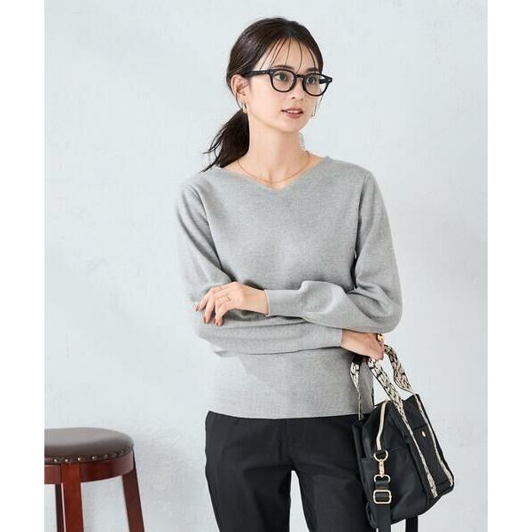 a.v.v / アー・ヴェ・ヴェ 【洗える】Vネックパフスリーブスプリングニット