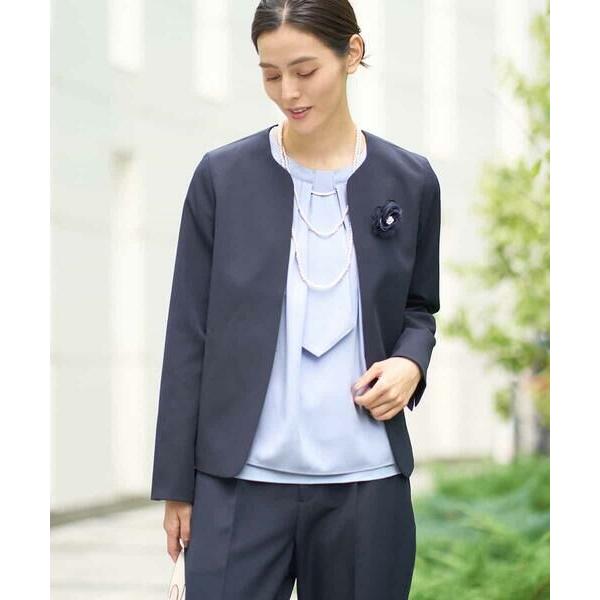 a.v.v / アー・ヴェ・ヴェ 【洗える/イージーケア/ストレッチ】ダブルクロスキーネックジャケッ...