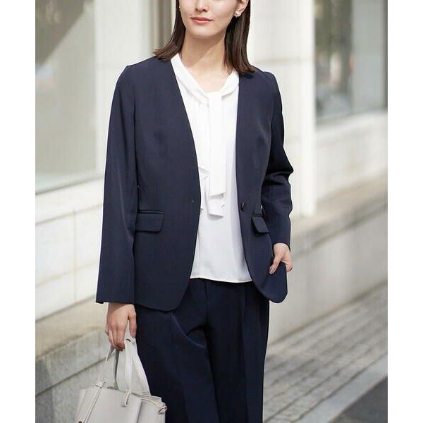 a.v.v / アー・ヴェ・ヴェ 【洗える/イージーケア】ダブルクロスノーカラージャケット