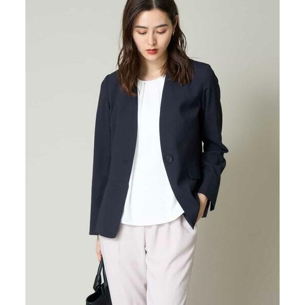 a.v.v / アー・ヴェ・ヴェ 【洗える/UVカット/接触冷感】オックスストレッチノーカラージャケ...