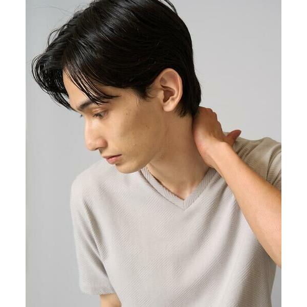 a.v.v / アー・ヴェ・ヴェ 【きれいめな半袖】ジャカードVネックカットソー  半袖  ジャケイ...