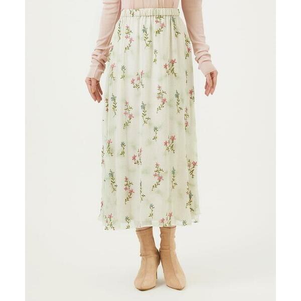 Sybilla / シビラ ドットフラワー刺繍スカート