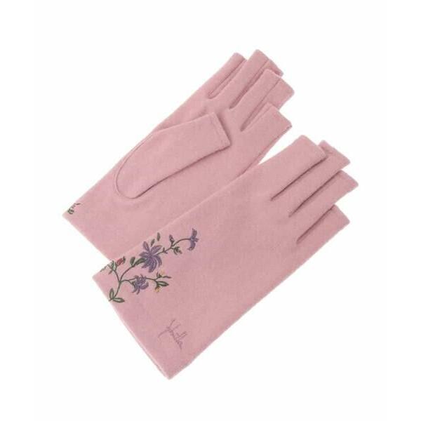 Sybilla / シビラ 【日本製】フィンガーレスフラワー刺繍グローブ