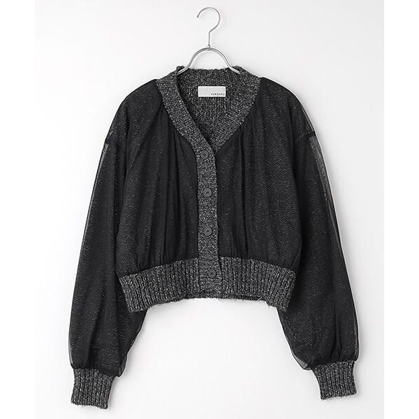 VERSEAU / ヴェルソー ２WAYチュールレイヤードニットカーディガン