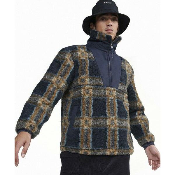 AIGLE / エーグル 裾ドロストコード ハイネック ハーフジップ シェルパフリース / ボアブル...