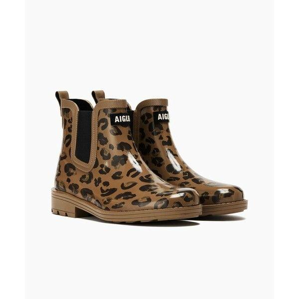 AIGLE / エーグル カーヴィル ヒョウ柄プリント サイドゴア レインブーツ
