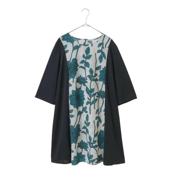 HIROKO BIS GRANDE / ヒロコビス グランデ 【大きいサイズ】幾何フラワー切り替えデ...