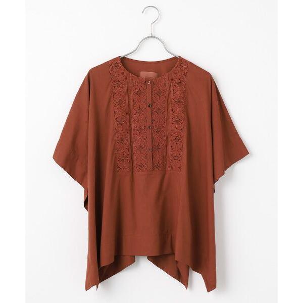 L'EQUIPE / レキップ コットンレーヨンローンボタニカルダイポンチョブラウス