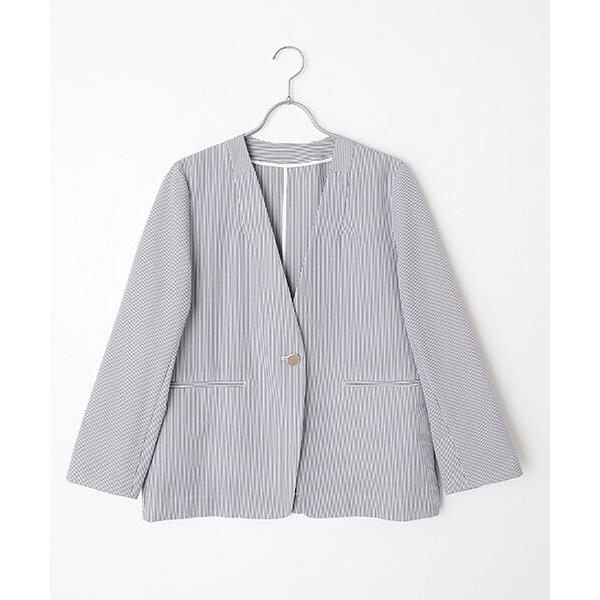 MOGA / モガ ストレッチサッカーストライプノーカラージャケット