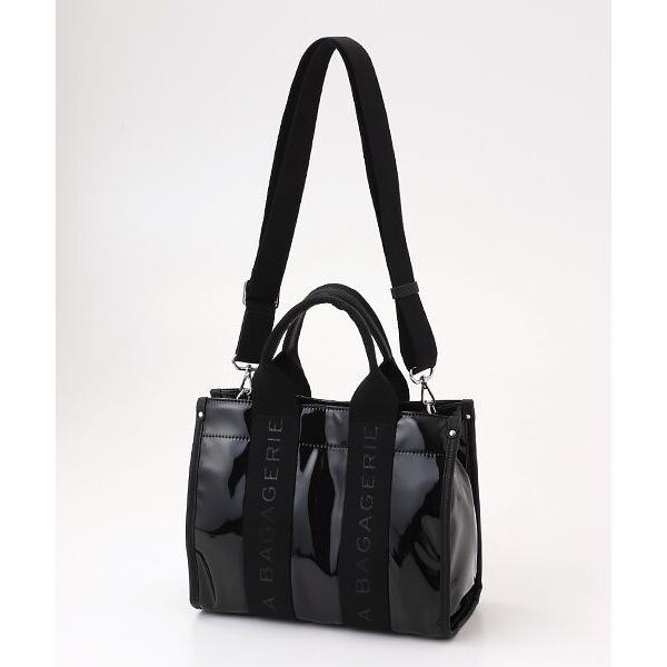 LA BAGAGERIE / ラ バガジェリー ソフトエナメル　ロゴテープ2WAYトートバッグ　Mサ...