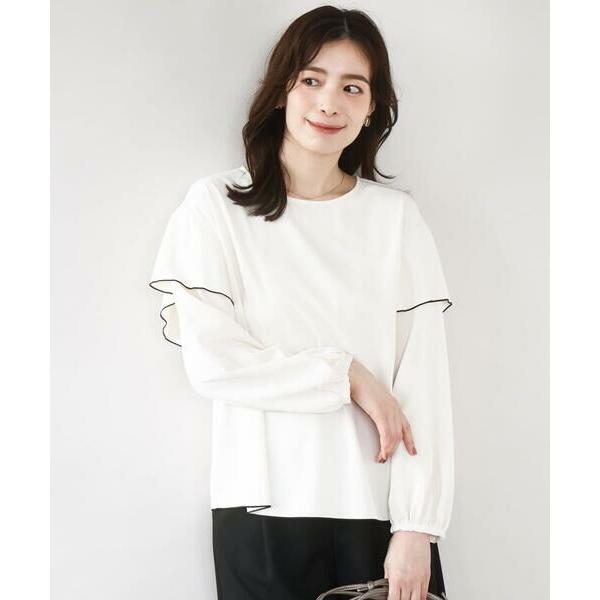 OFUON / オフオン 配色メロー フレアーデザインブラウス/洗える/WEB限定サイズあり