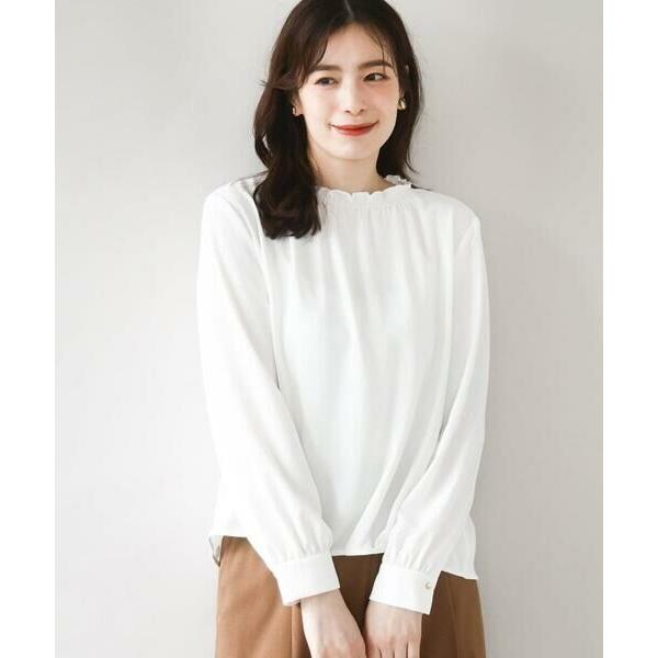 OFUON / オフオン シャーリングネックデザインブラウス/洗える/WEB限定サイズあり