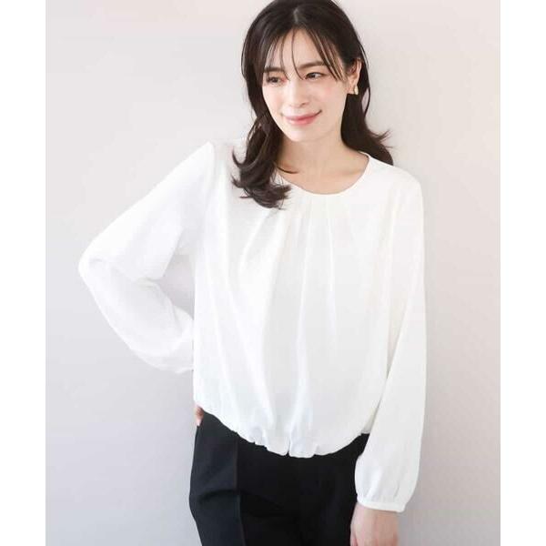 OFUON / オフオン タックデザインジョーゼットブラウス(長袖)/UVカット/接触冷感/洗える