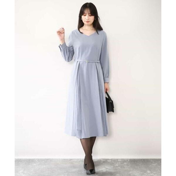 OFUON / オフオン シフォンプリーツデザインワンピース/洗える/WEB限定サイズあり