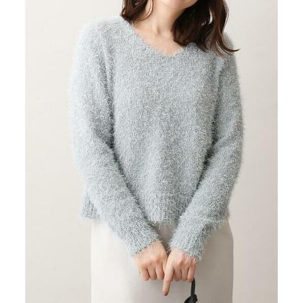 OFUON / オフオン ラメシャギーVネックニット/洗える