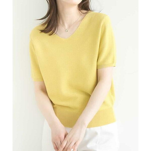 OFUON / オフオン ガーター編み半袖ラメニット/洗える/WEB限定サイズあり