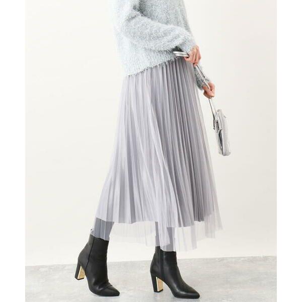 OFUON / オフオン チュールサテンプリーツスカート/洗える