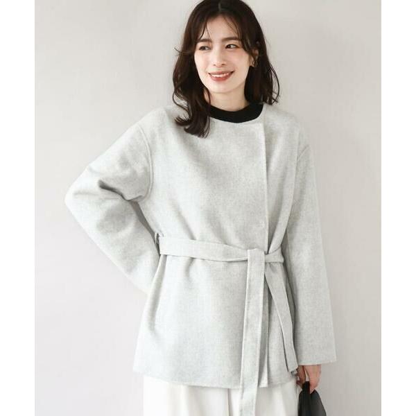 OFUON / オフオン スムースリバー ノーカラーミドル丈コート