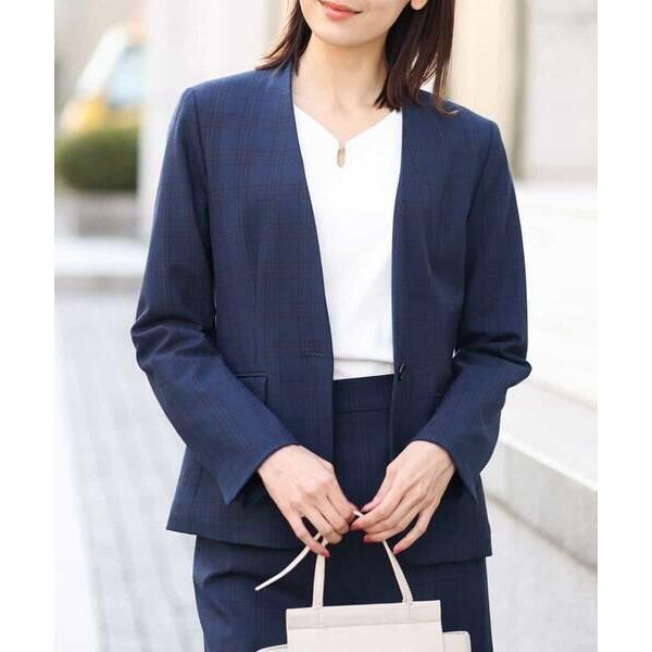 OFUON / オフオン [セットアップ対応]チェック柄カラーレスジャケット/洗える