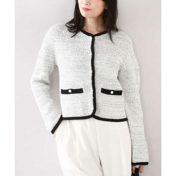 OFUON / オフオン ラメ入りツイードニットジャケット/洗える/WEB限定サイズあり