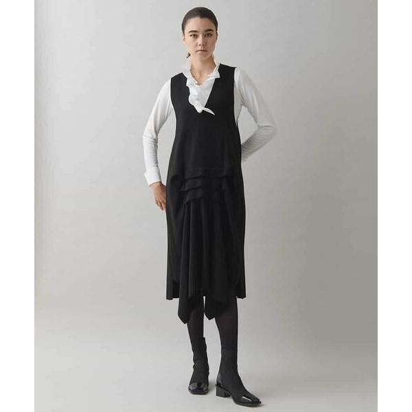 HIROKO KOSHINO / ヒロココシノ イレギュラータックニットジャンパースカート