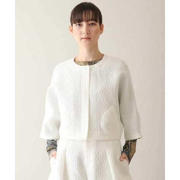 HIROKO KOSHINO / ヒロココシノ ジャカードノーカラージャケット /日本製