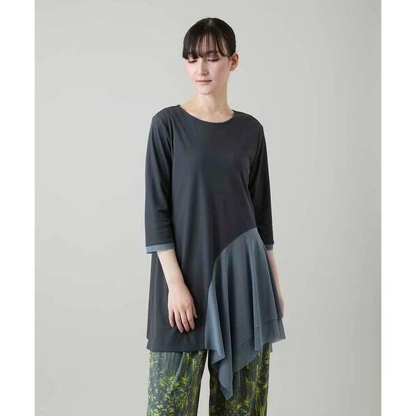 HIROKO KOSHINO / ヒロココシノ アシンメトリーチュールヘムデザインチュニック/日本製...