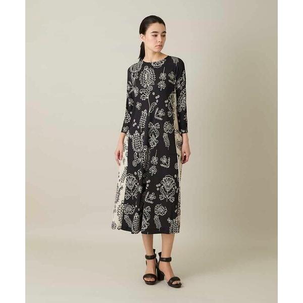 HIROKO KOSHINO / ヒロココシノ ボタニカルプリントサイドポケットワンピース /日本製...