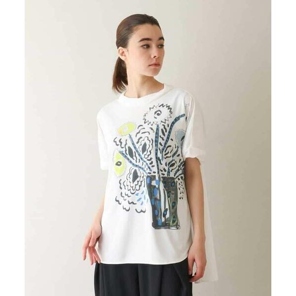 HIROKO KOSHINO / ヒロココシノ 異素材MIXアートプリントカットソー /日本製/洗え...